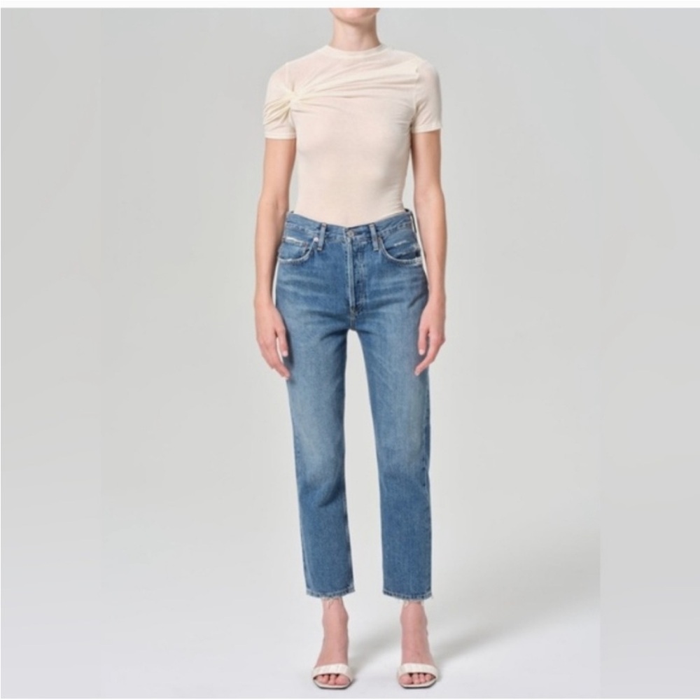 Agolde Straight Leg Jeans in Medium Blue Wash